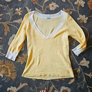 Malo sz 42 IT / Medium V neck boat neck top w colorblock hem